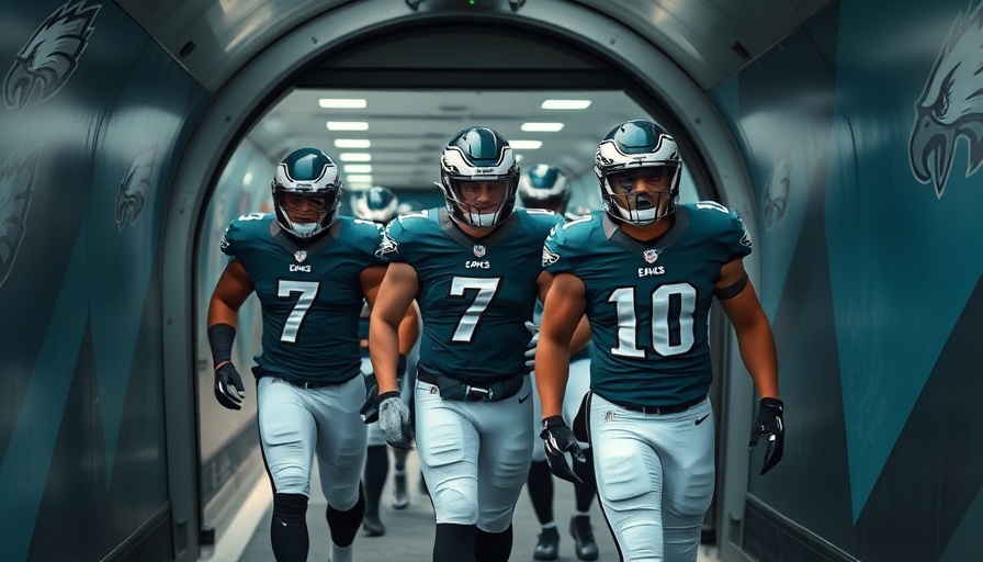HBCU football players at Lincoln Financial Field in Eagles uniforms.