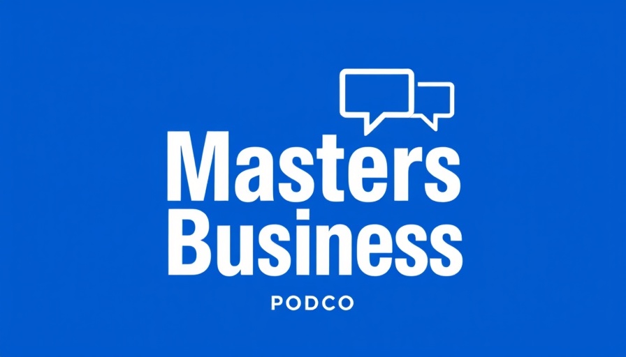 Stylized logo of 'Masters in Business' podcast on blue background.