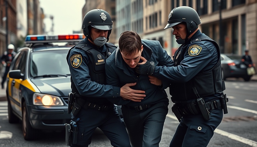 Law enforcement officers detaining a person during ICE operations, showcasing immigration enforcement.