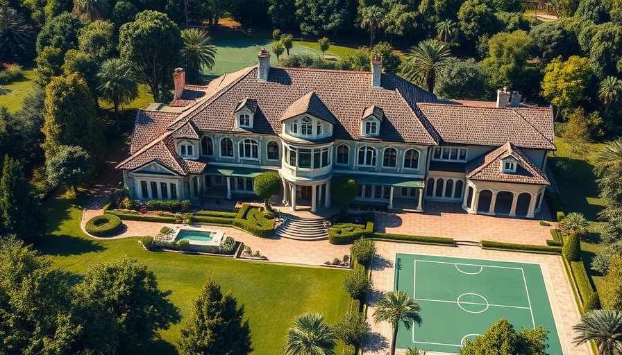 Jim Pallotta Massachusetts Estate aerial view with mansion and gardens.