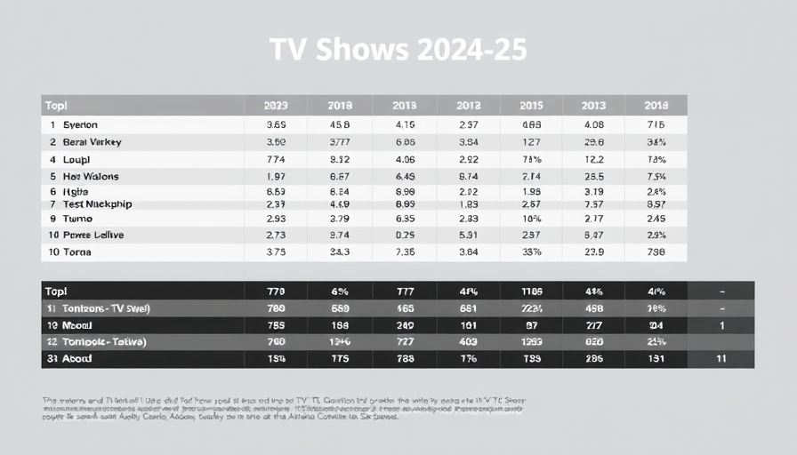 Chart showing top TV shows of 2024-25 season by total viewers.
