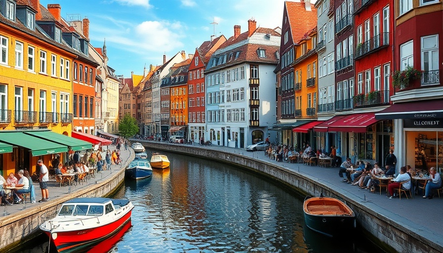 Colorful waterfront in world's most livable city with bustling crowd.