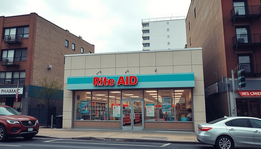 City Rite Aid store with closure signage, overcast sky.