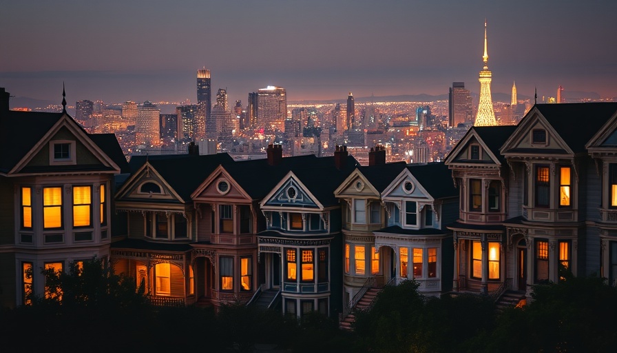 A.I. influences luxury housing boom in vibrant cityscape at dusk.