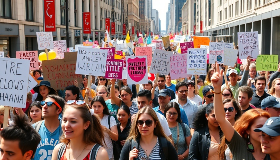 Protest against U.S. and Israeli military actions with diverse crowd holding signs in urban area.