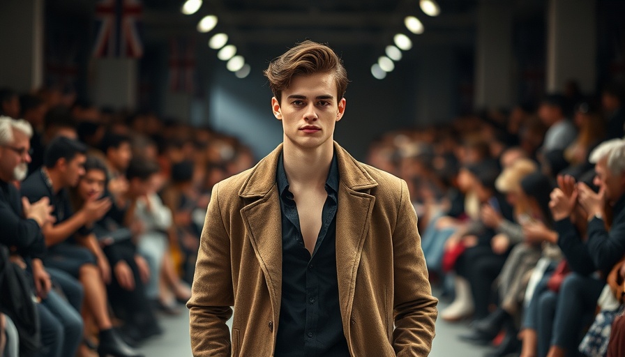 Model on runway at Jonathan Anderson Dior debut fashion show.