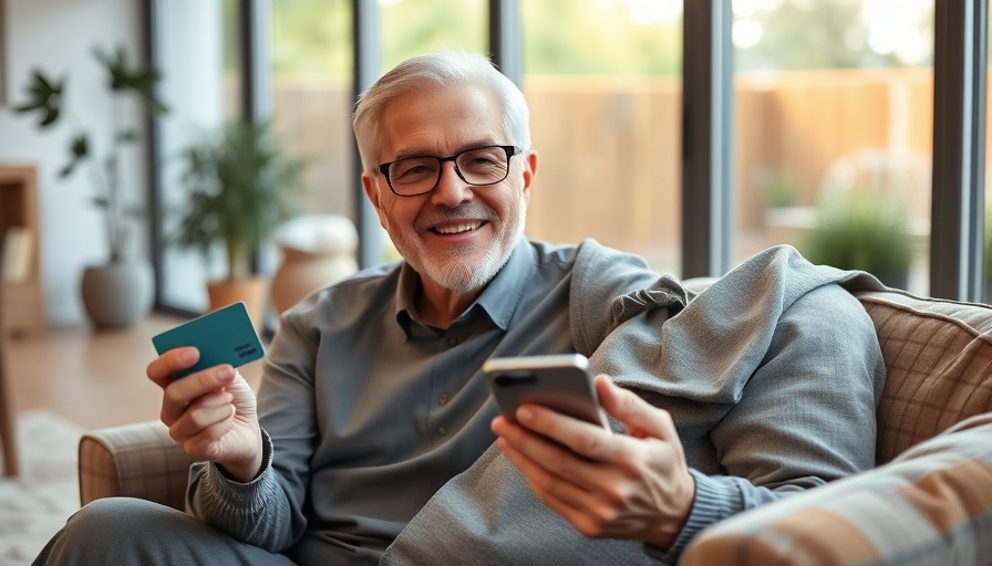 Elderly man enjoying cash back offers on Rakuten