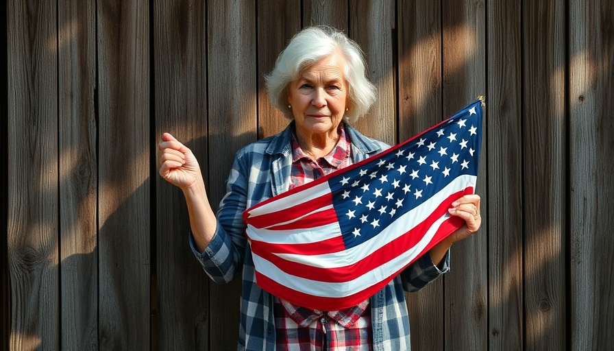 Older woman holding an American flag, exploring flag symbolism.