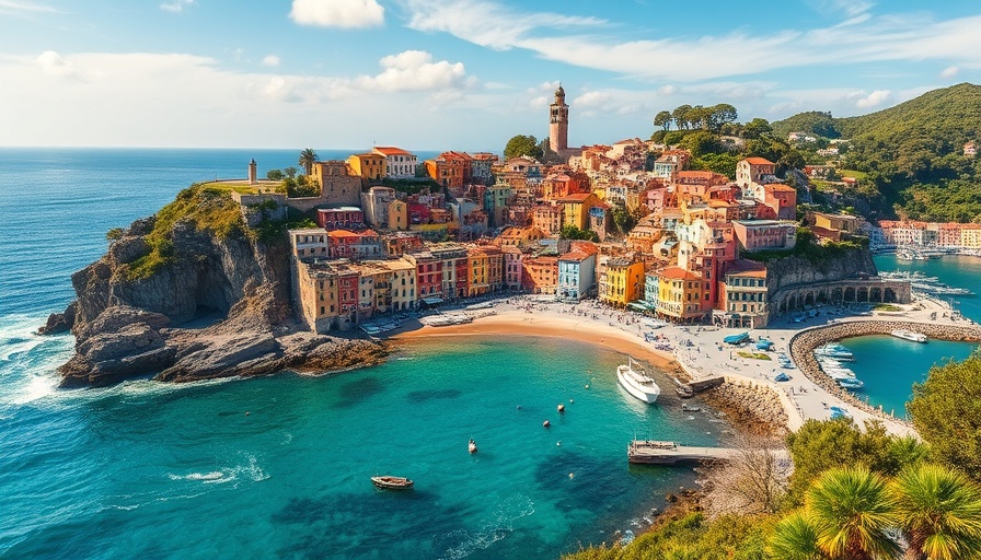 Colorful coastal town by the sea under a vibrant sky, Chase Ultimate Rewards points destination.