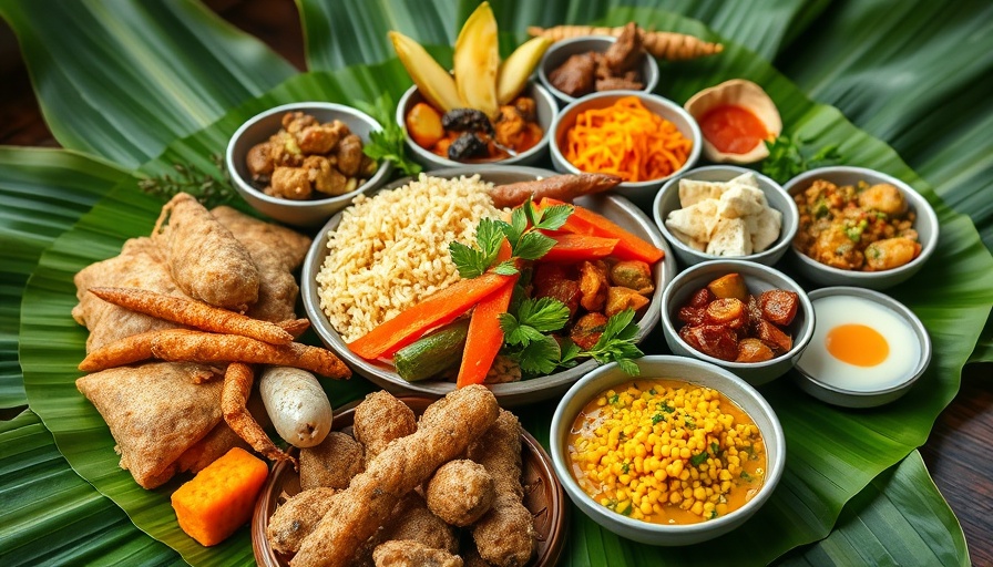 Traditional Filipino dishes beautifully presented on banana leaves.