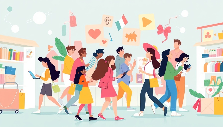 Illustration of people shopping online highlighting anti-Amazon Prime Day deals.