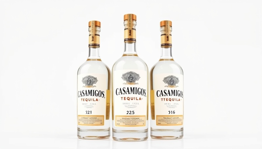 Three Casamigos tequila bottles, sleek studio shot.