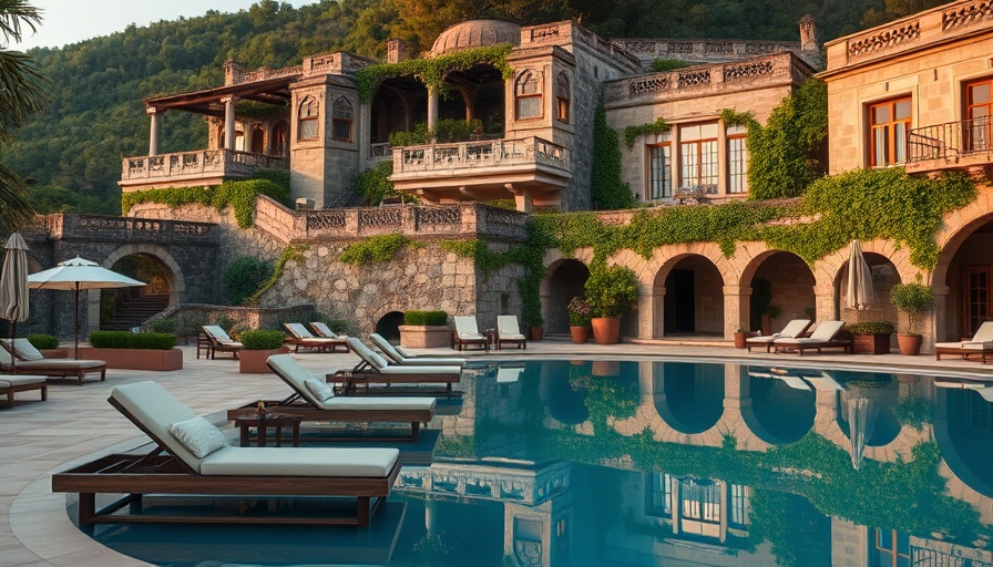 Picturesque Amalfi Coast resort poolside view