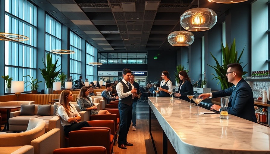 American Express lounge experience with guests and bartender.