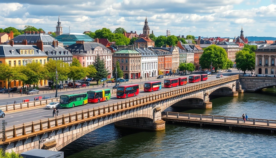 Dublin cityscape with buses and historic architecture
