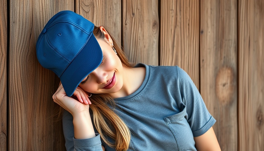 Casually dressed woman leaning against a wooden wall, expressing calmness.
