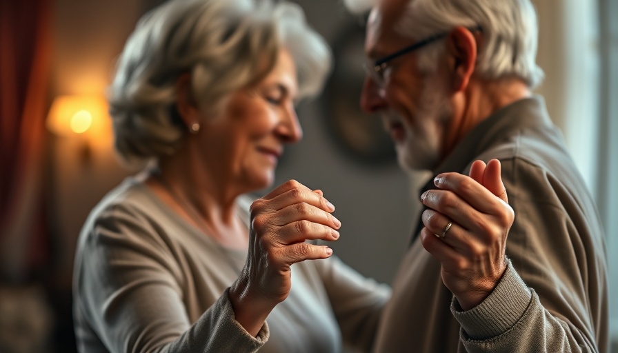 Elderly couple's hands while dancing, intimate connection, Navigating Alzheimer’s Care.
