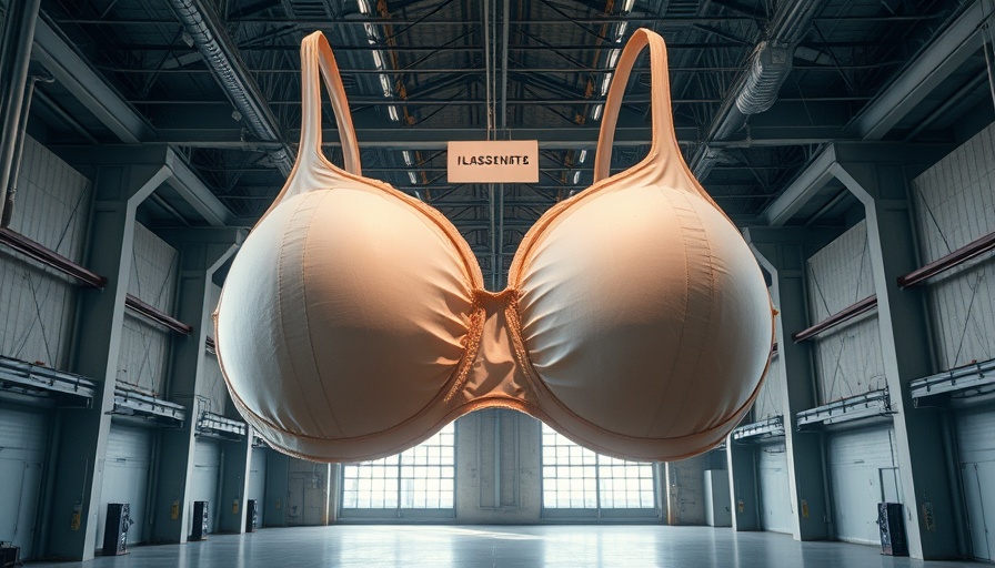 Berlin Biennale artwork depicting a large bra with text.