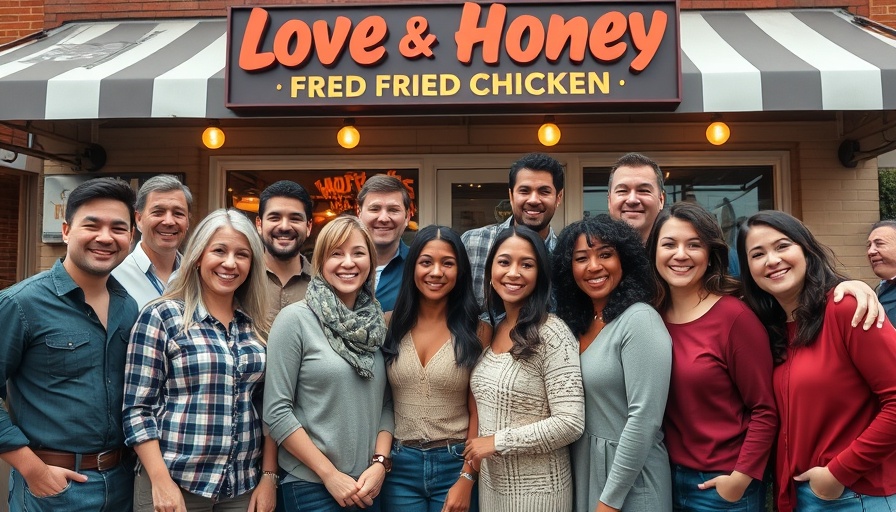 Group at Love & Honey Fried Chicken, Newtown PA, smiling together.