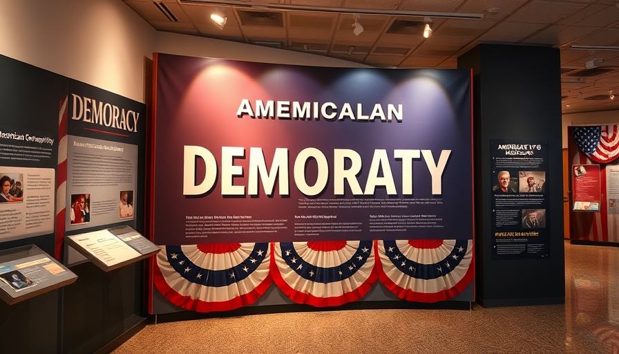 Smithsonian exhibit on American Democracy with patriotic theme.