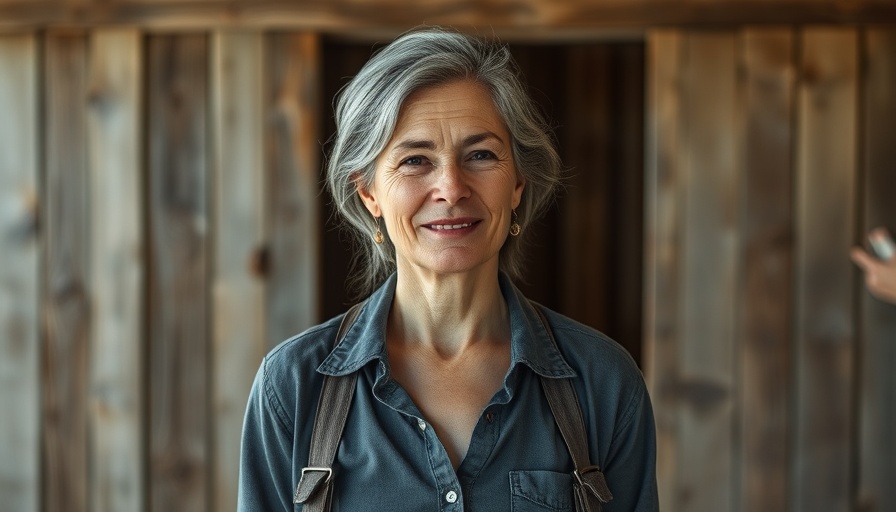Middle-aged woman, slight smile, rustic shed background, Economic Shifts for Wage Earners in Philadelphia