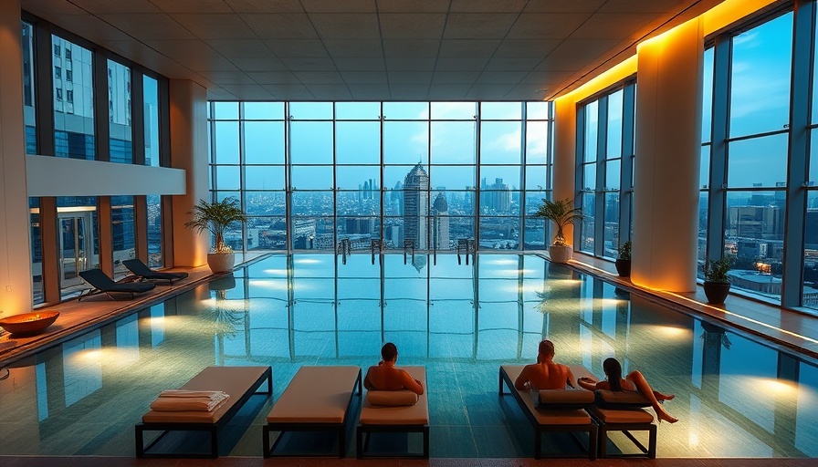 Luxury New York City hotel pool, modern design, bookable on points.