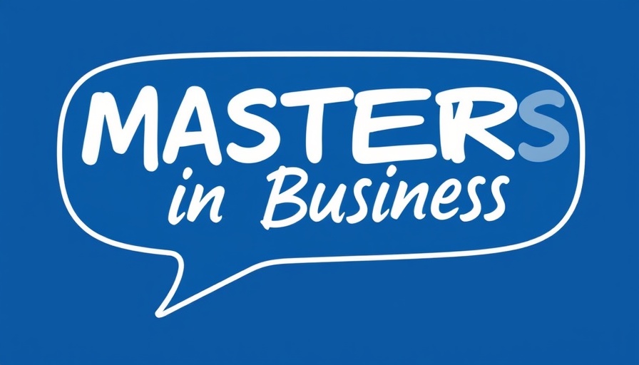 Masters in Business podcast cover with speech bubbles.