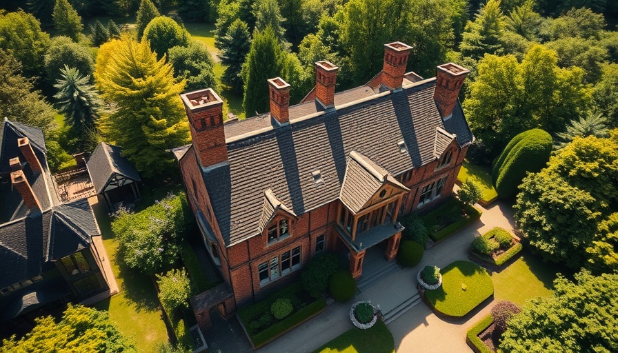 Tudor Revival mansion for sale near Boston, surrounded by greenery.