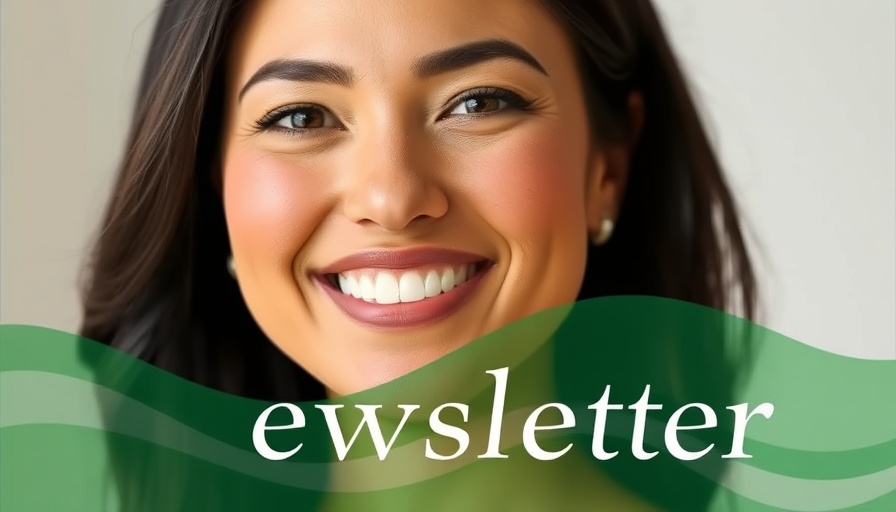 Portrait of a woman on a newsletter banner with green background.