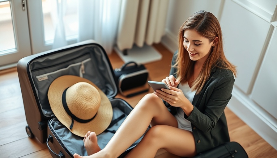 Woman booking travel online, using smartphone and laptop.