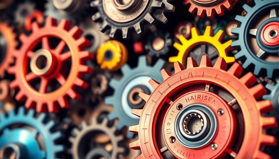 Illustration of economic machinery representing market concentration and growth.