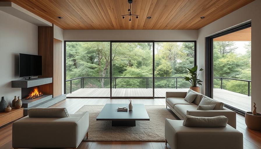 Modern Minnesota lake house living room transformation, featuring a seamless indoor-outdoor flow.