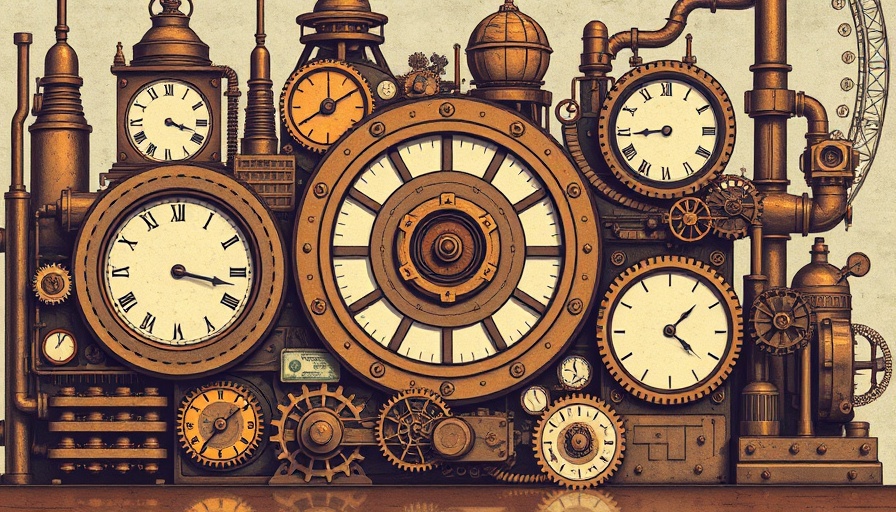 Vintage illustration of economic growth with steampunk machine.