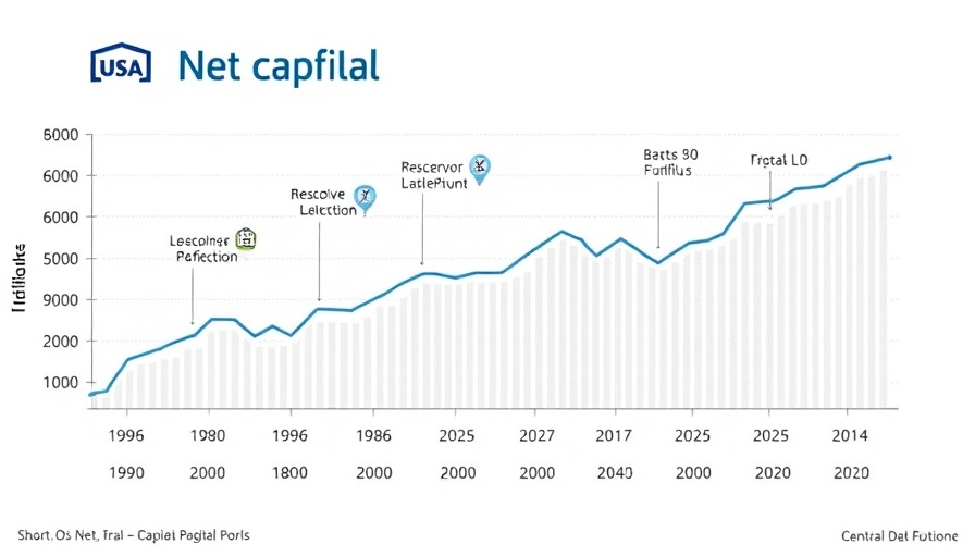 Line graph showing US net capital inflows, financial trends affecting wage earners.