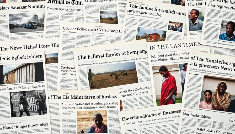 Collage on journalistic integrity and accountability highlighting famine issues.