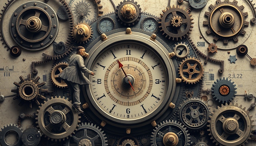 Economic strategy insights illustration with machinery and growth meter.