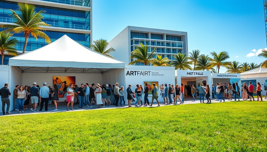 Art Fair Competition Miami entrance with crowd and tent.