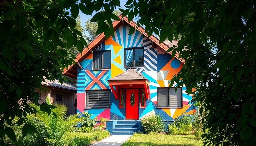 Modern house with intricate mural representing Ed Ruscha's Artistic Legacy.