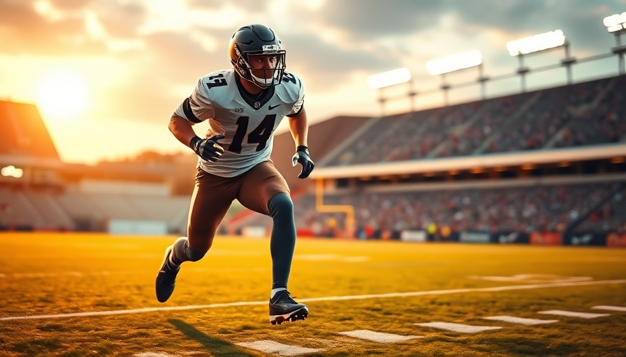 2026 NFL Draft prospect action shot on football field.