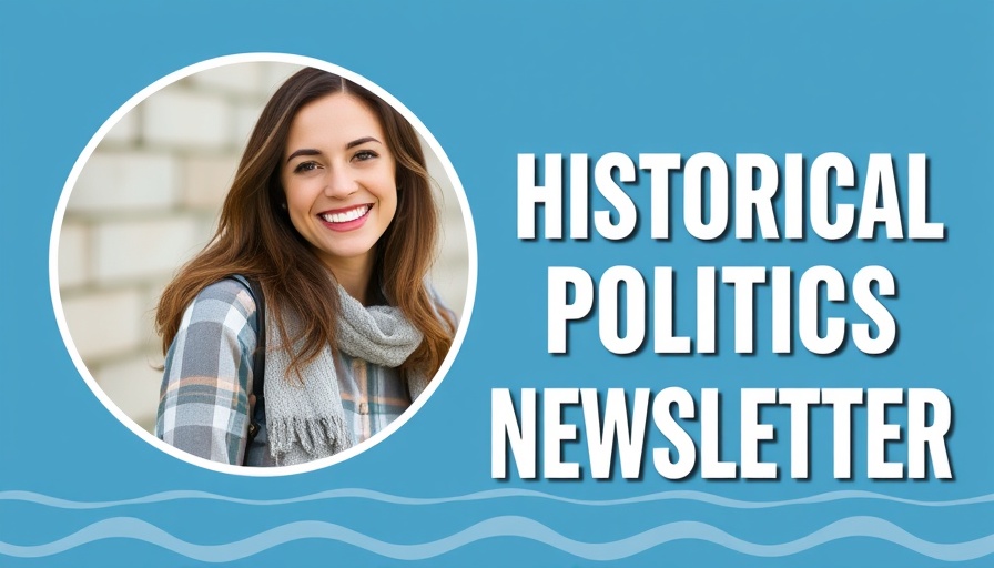 Newsletter promotion with smiling woman and text on historic politics.