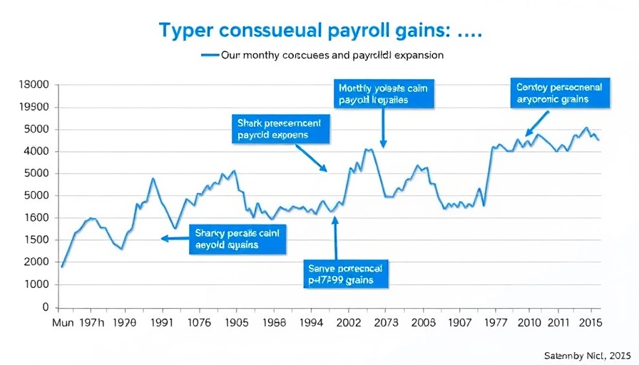 Line graph showing payroll gains from 1939, highlighting economic expansions.