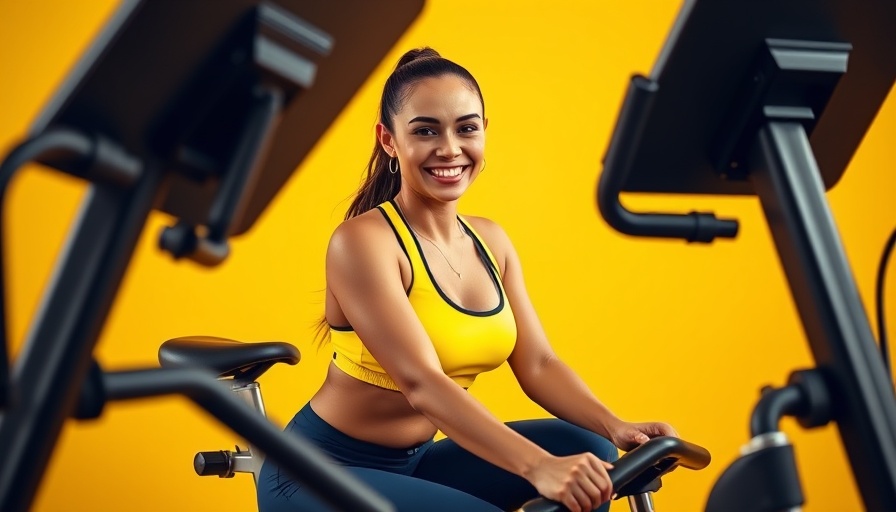 Addison Bay SoulCycle Activewear Collection showcased by a smiling woman on bike.