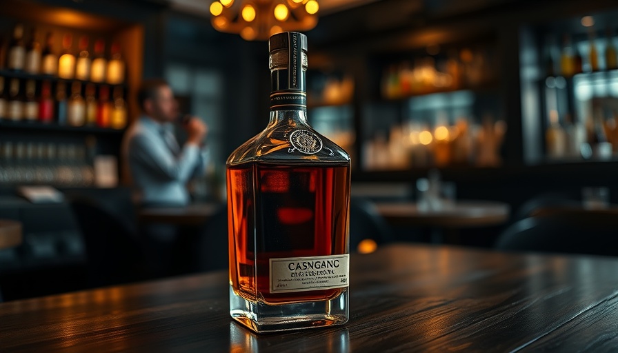 Elegant cognac finished bourbon on a bar.