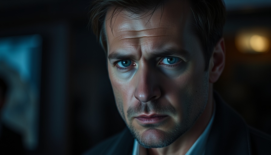 Serious man inside a shadowy environment, representing intense focus and intrigue, Inside Mossad.
