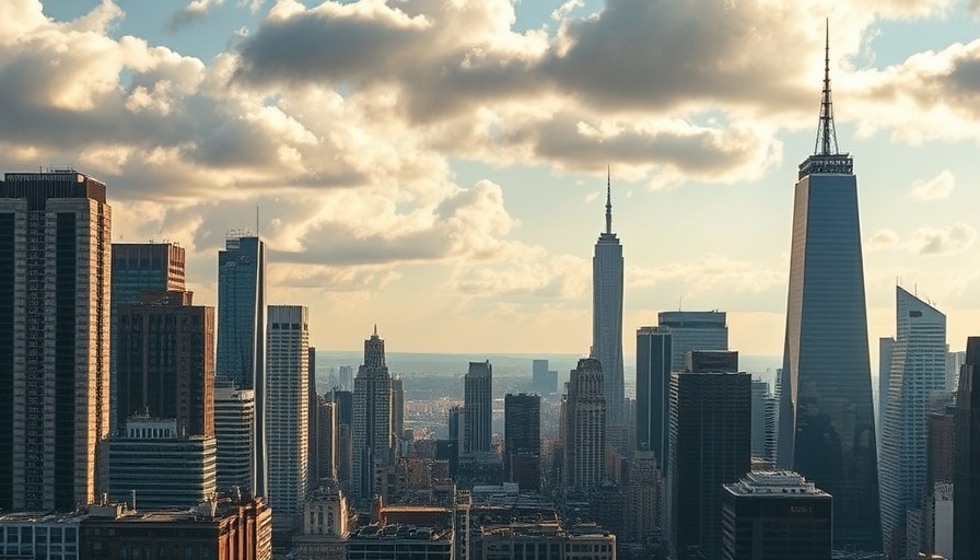 Modern city skyline with Claims Journal text.