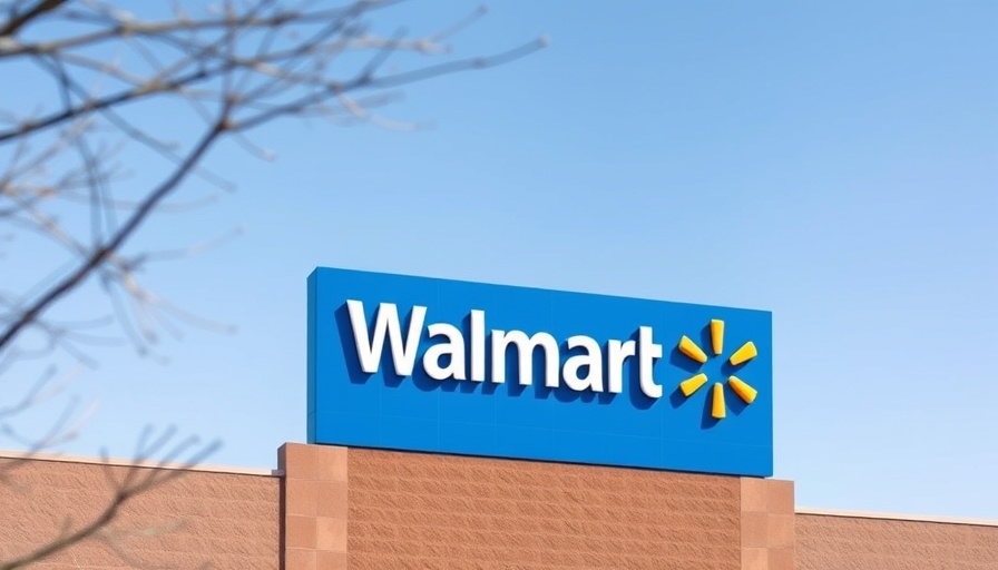 Walmart sign against a clear sky.