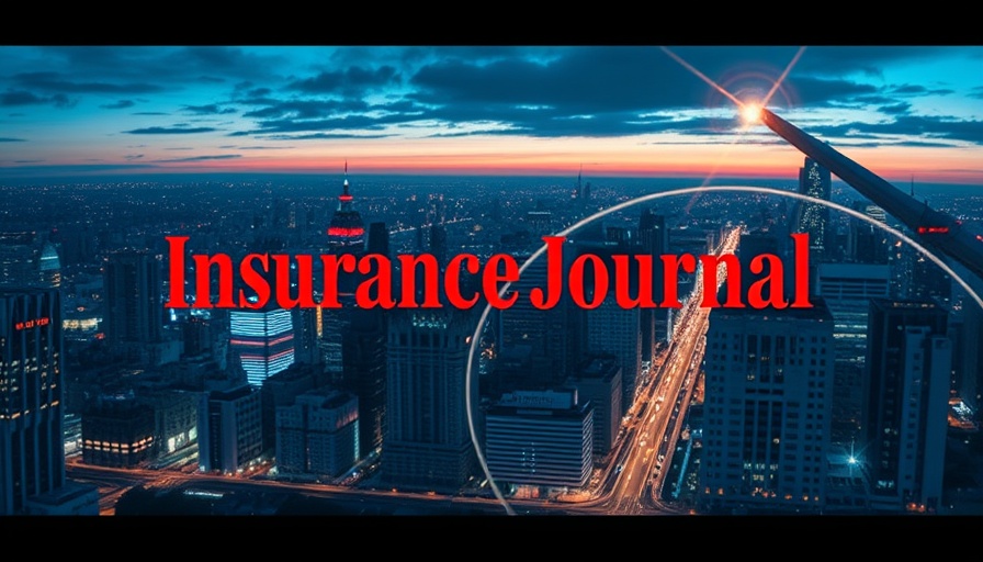 Futuristic cityscape with 'Insurance Journal' overlay, ethics continuing education