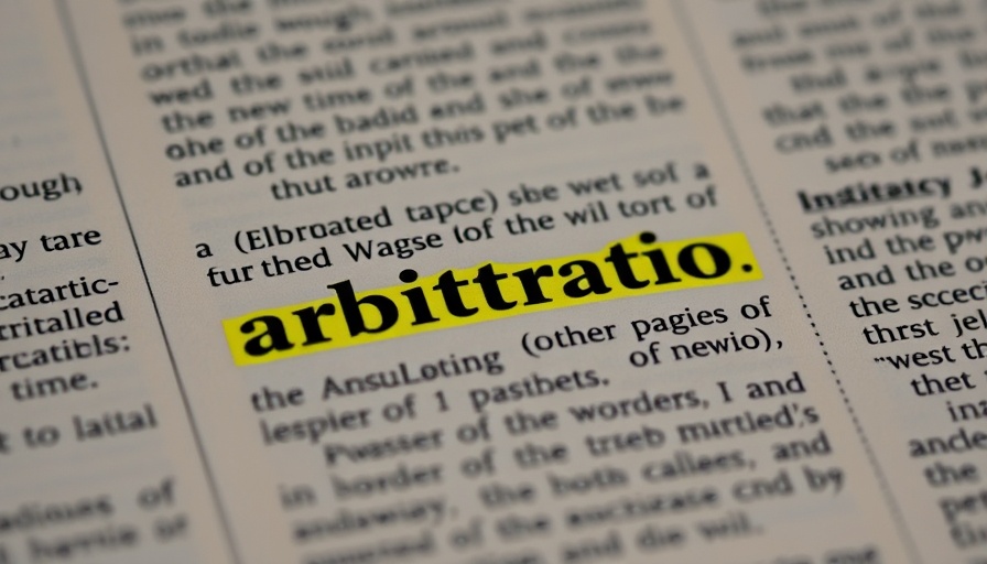 Highlighted arbitration definition close-up in dictionary.