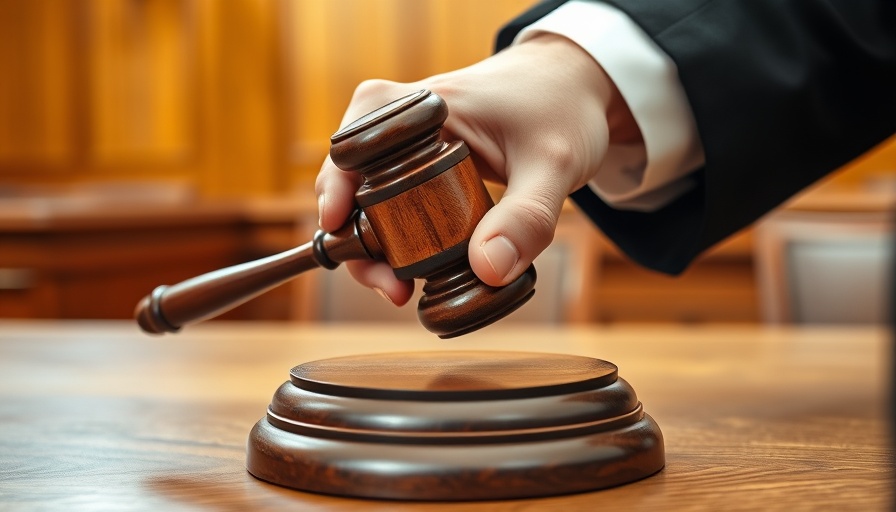 Close-up of judge's gavel in courtroom suggesting legal ruling in Samsung patent infringement lawsuit.
