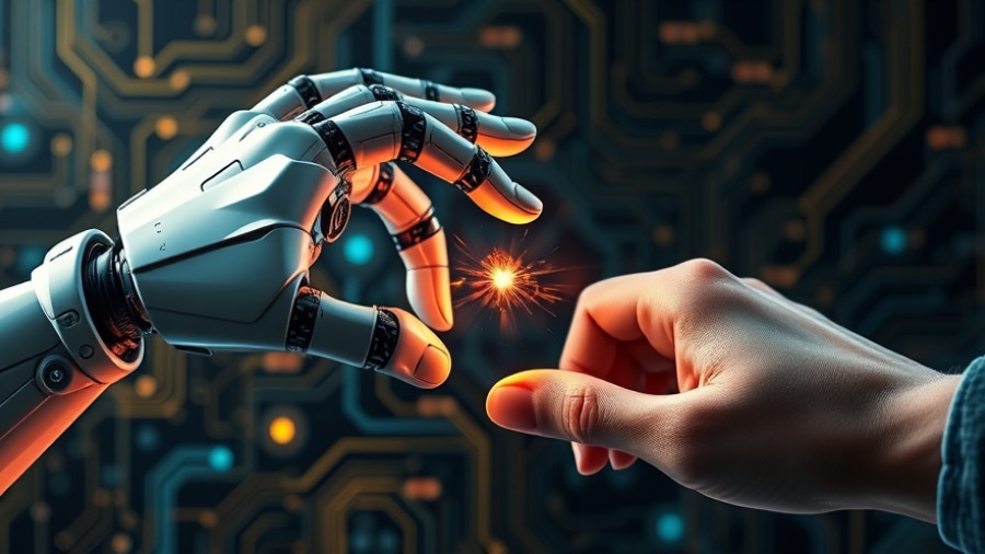 AI security risks in insurance claims: human and robot hand connection.